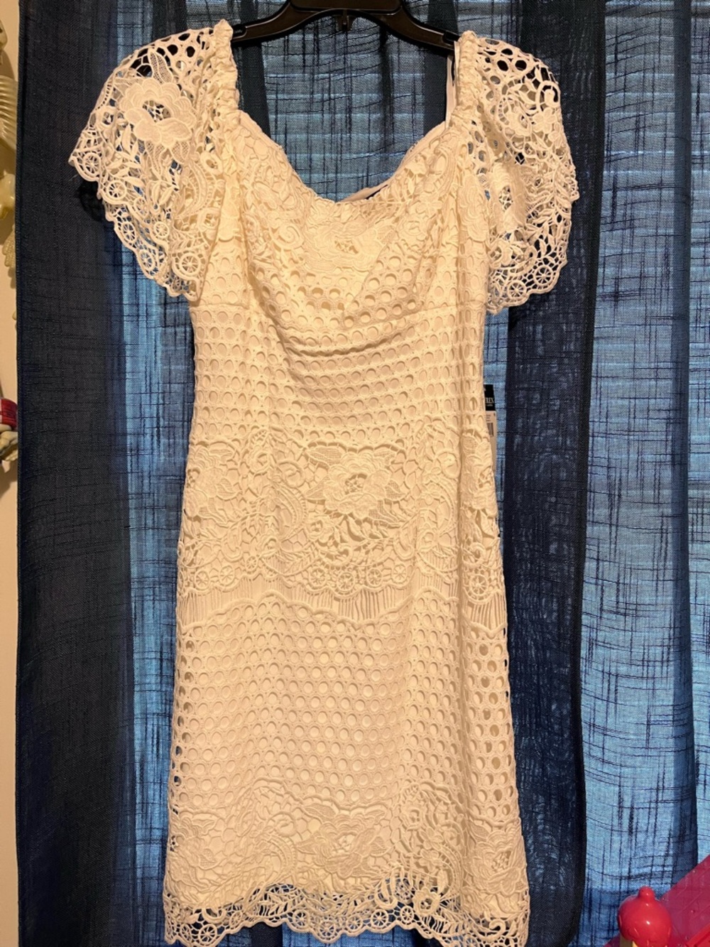 Ralph Lauren Cream Lace Short-Sleeve Dress